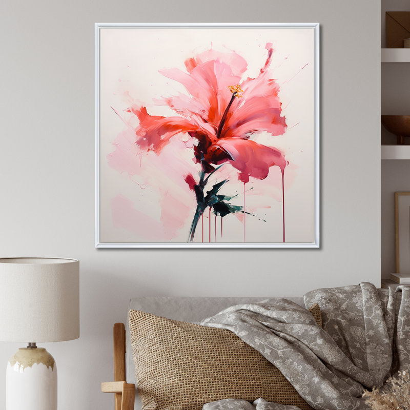 «Coral Elegance Single Rose Rose Blossoming» sur impression sur toile, H 16 po x l 16 po, Cadre flottant blanc