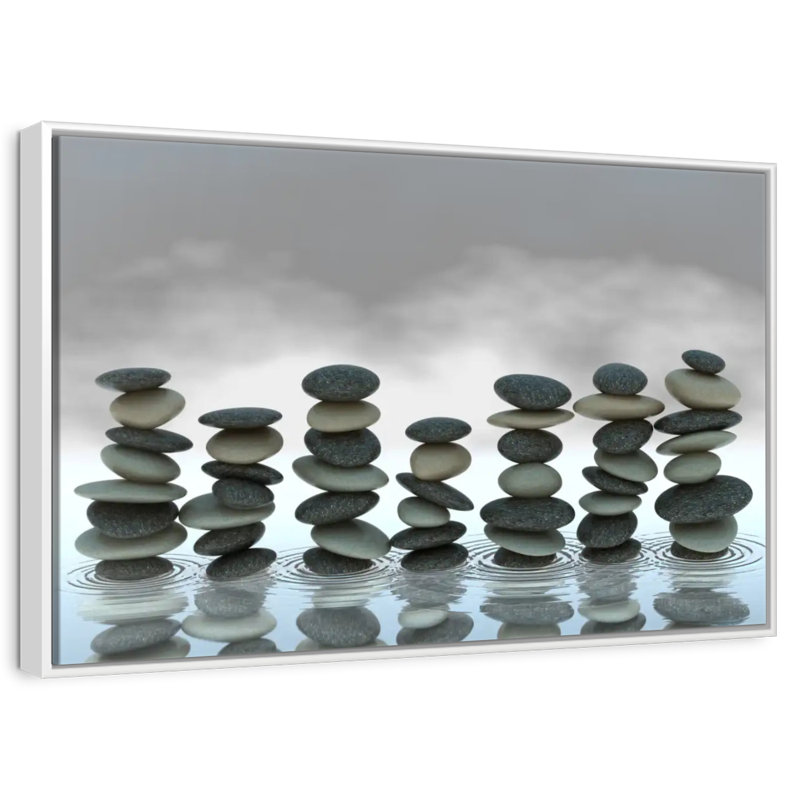 Pierres zen, Cadre flottant blanc, 13 po x 9 po