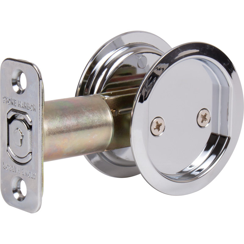 Loquet de porte à pochette ronde, Chrome poli