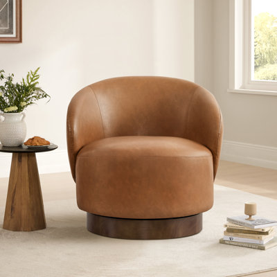 Modern Swivel Barrel Chairs With Wood Base