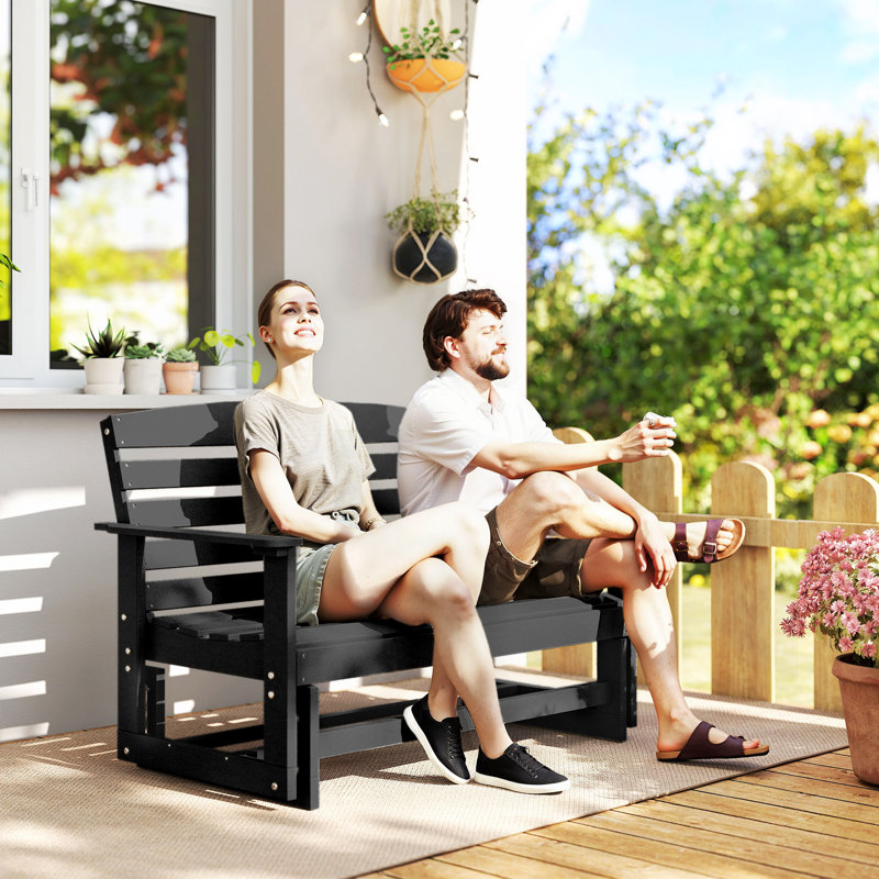 Banc en plastique d'extérieur Atena, Noir