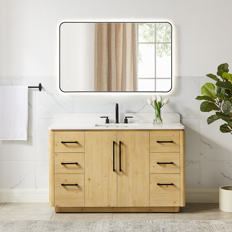 Ensemble de meuble-lavabo simple 54 po avec miroir Pierre