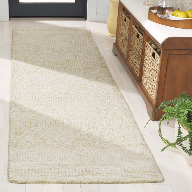 Rodanthi Geometric Shapes Wool Hand Tufted Area Rug, Runner 69 x 244 cm
