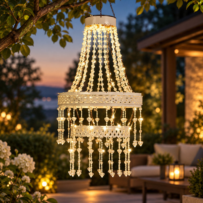 Lustre solaire Empire extérieur, luminaire suspendu pour jardin, terrasse ou patio