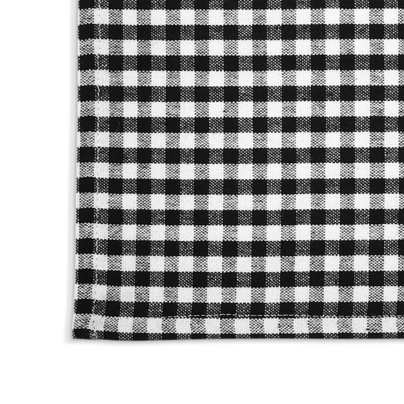 18" Square Black and Off-White Cotton Gingham Napkin Set