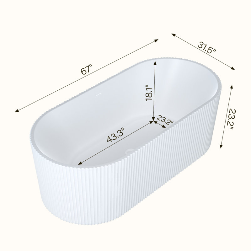67"Acrylic Bathtub,V Shape Pleated Design Bathtub,Chrome Drain and Slotted Overflow,Cupc Certified