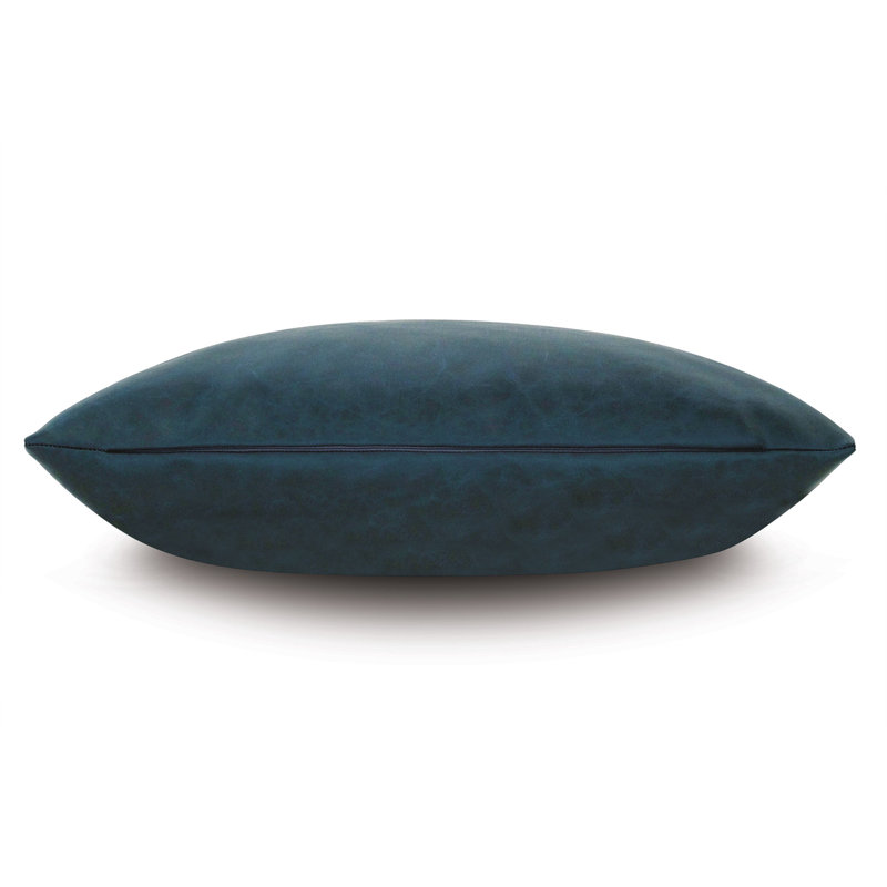 Nevin Faux Leather Throw Pillow, 20"H x 20"W, Denim