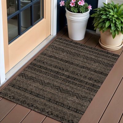 Tapis intérieur / extérieur lavable chocolat et brun 3 pi x 5 pi Southwestern