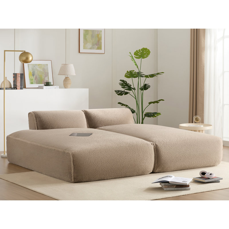 Chaise longue modulaire rembourrée avec dossier Cianciulli, Kaki