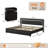 3-Piece Bedroom Sets,With Faux Leather Diamond Tufted Platform Bed  And LED Nightstand-1959135338-1959135340