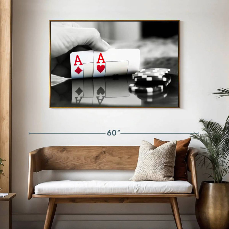 Poker Aces, 46 po x 31 po, Cadre flottant doré