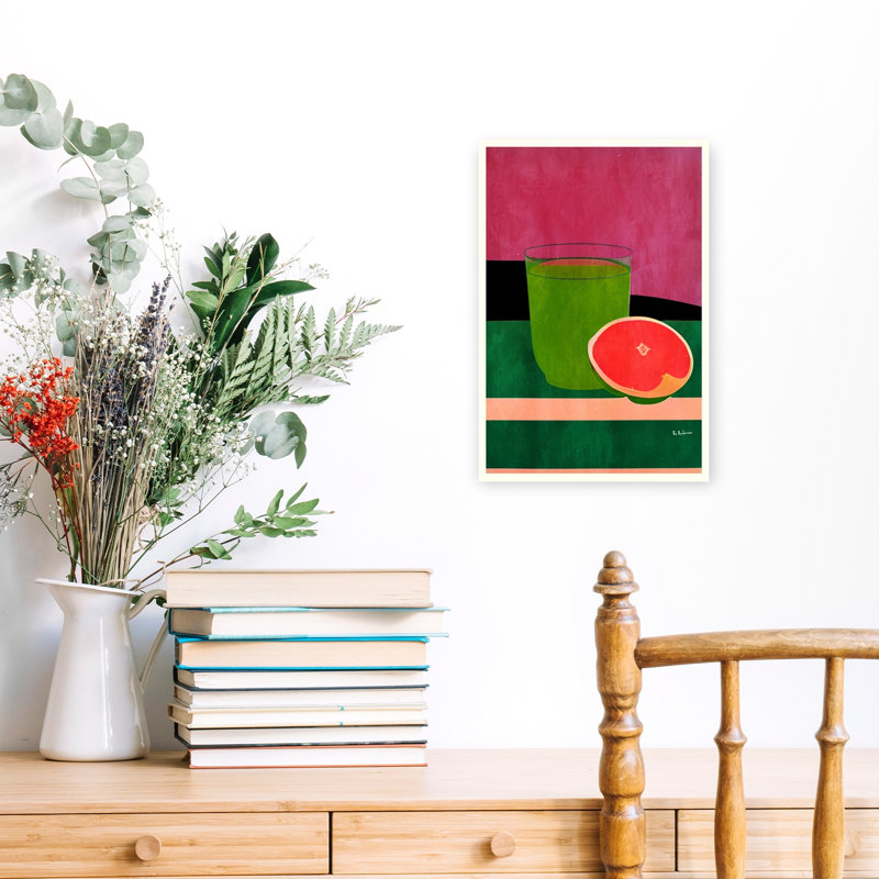 "Vibrant", pamplemousse, jus, art contemporain coloré, H 18 po x l 12 po