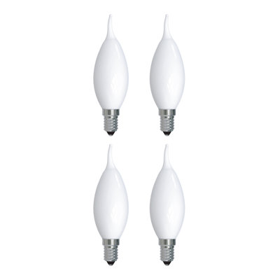 40 Watt Equivalent, CA10 LED, Milky Dimmable Light Bulb, Cool White (3000K) E12/Candelabra Base