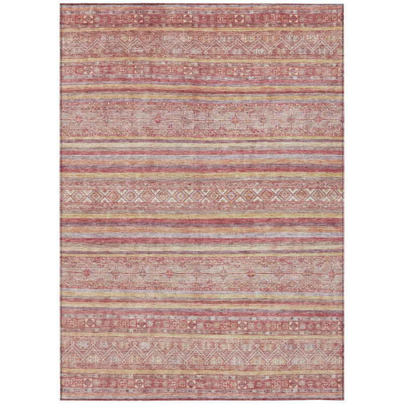 Zaraxa Orange Washable Indoor-Outdoor Rug - LOOMLAN, 8' x 10'