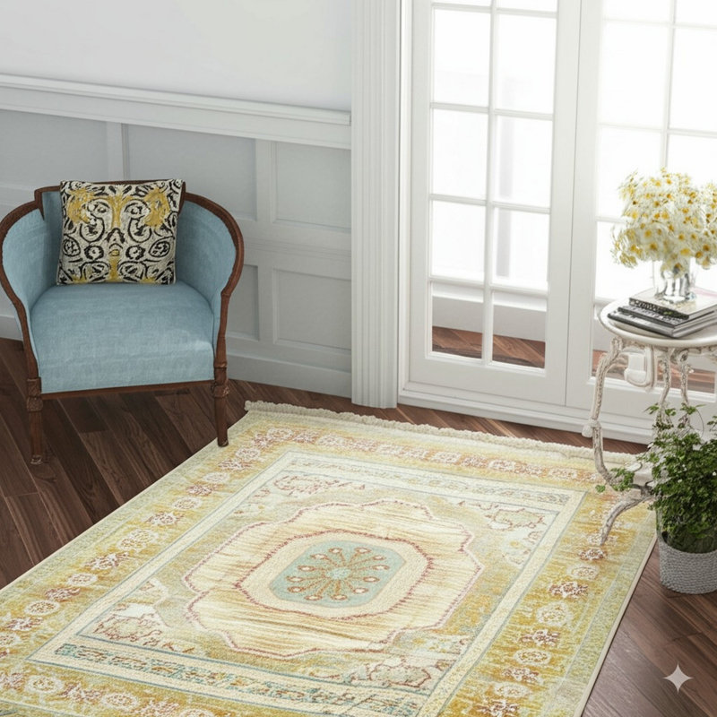 Tapis vert transitionnel Oushak par Mohair