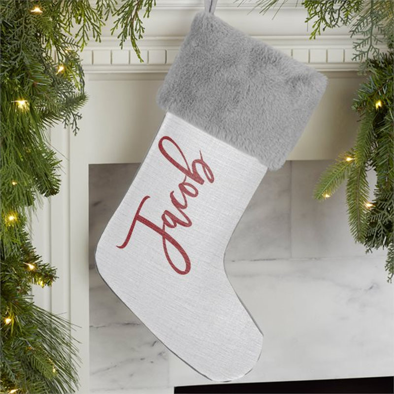 Chaussette de Noël Scripty, Gris, Oui