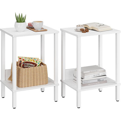 End Table Set Of 2 Nightstands With 2-Tier Storage Shelves Small Space Sofa And Side Tables For Living Room And Bedroom