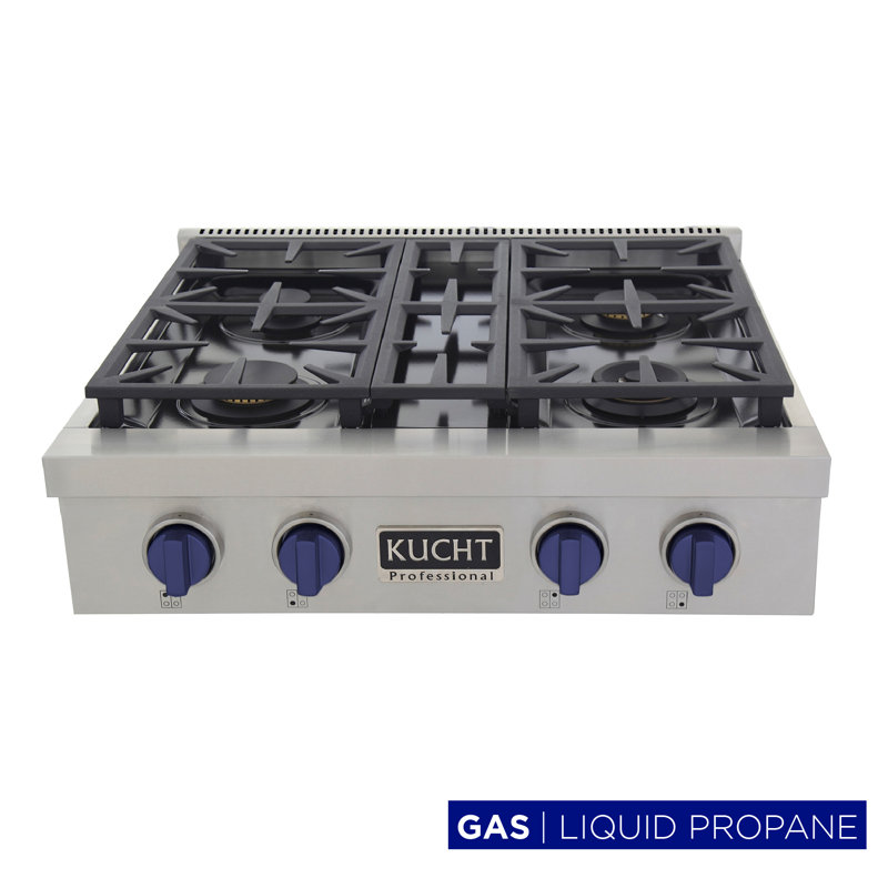 30" 4 Burner Cooktop, Liquid Propane, Royal Blue