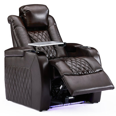 Jorgia Leather Home Theater Seat with Cup Holder