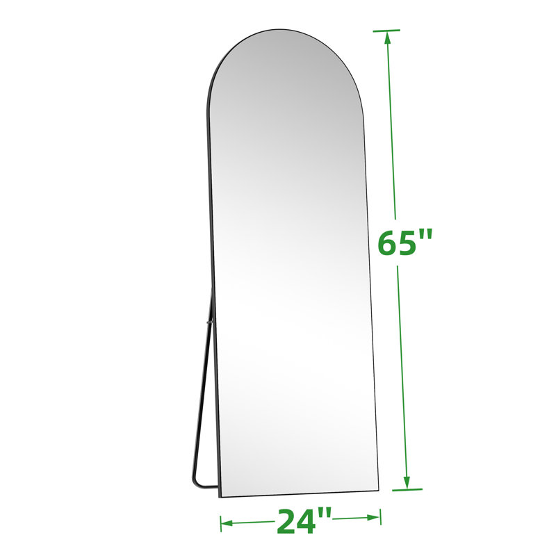 Miroir mural en bois massif Luziano, Noir, 65 po x 24 po