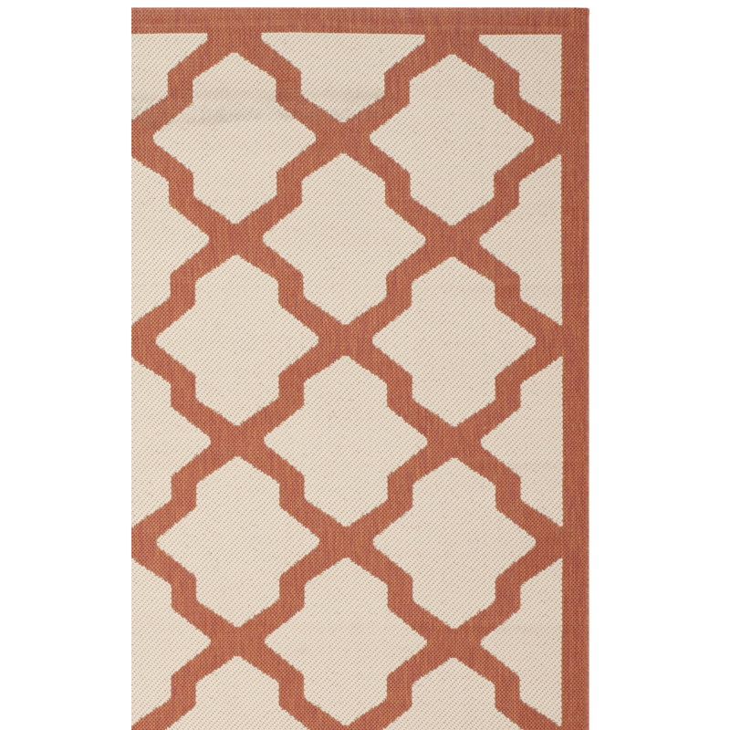 Bordeaux Geometric Beige/Orange Indoor/Outdoor Area Rug, Square 7'1"