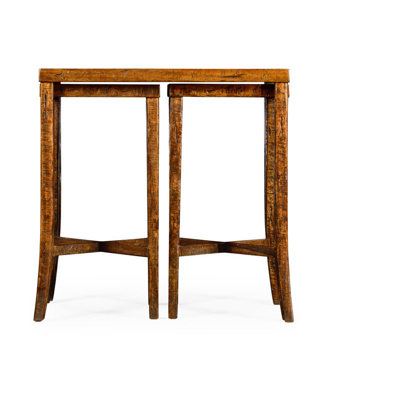 Casually Country Solid Wood Nesting Cocktail Table, Walnut Country Farmhouse