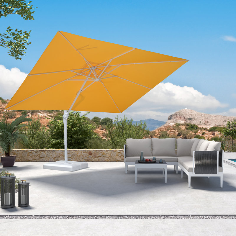Parasol carré en porte-à-faux décalé 108 po x 132 po PURLE, H 100,32 po x l 108 po x P 138 po, Rouge