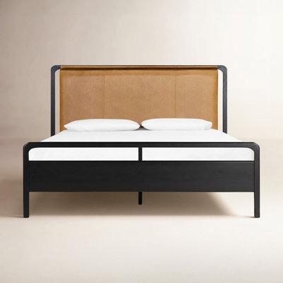 Karsten Genuine Leather and Oak Bed