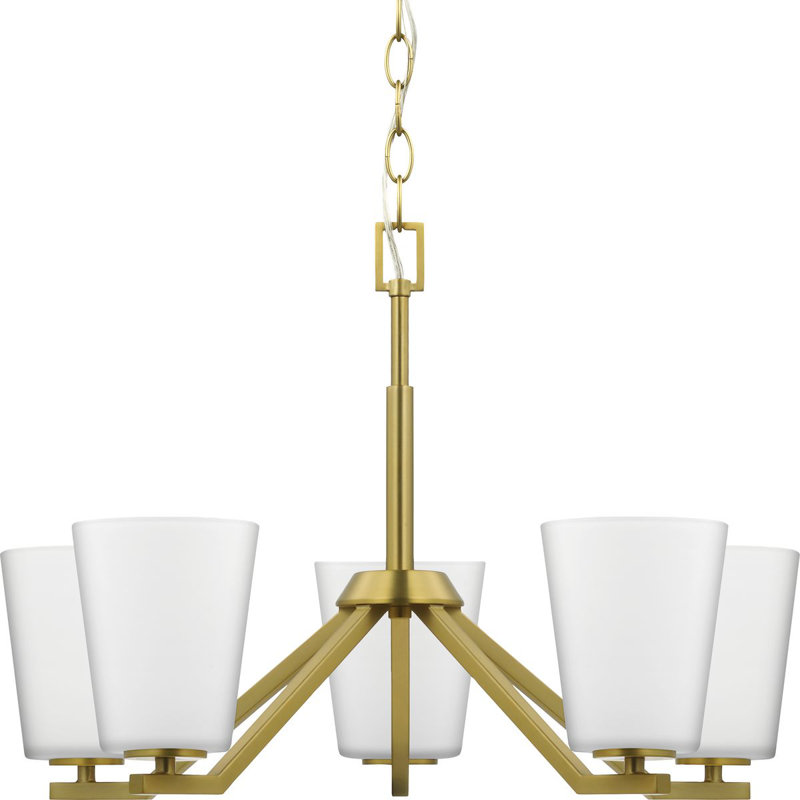 Lustre linéaire moderne à 5 lumières Willams, Or brossé
