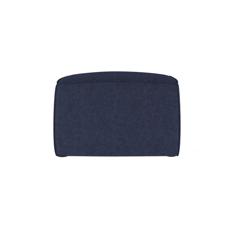 Varick Cube Ottoman, Plush Velvet Blue Print, Ebony