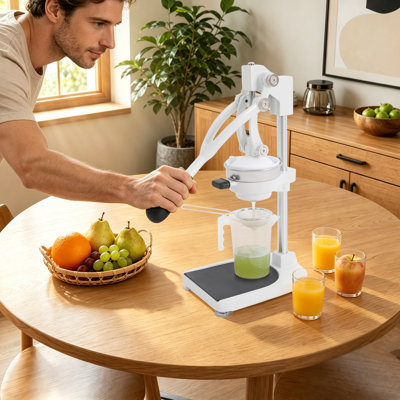 7.48" Commercial Manual Juicer Juice Extraction Machine Hand Press Juice Extractor Tabletop With Measuring Cup 2 Mold Types