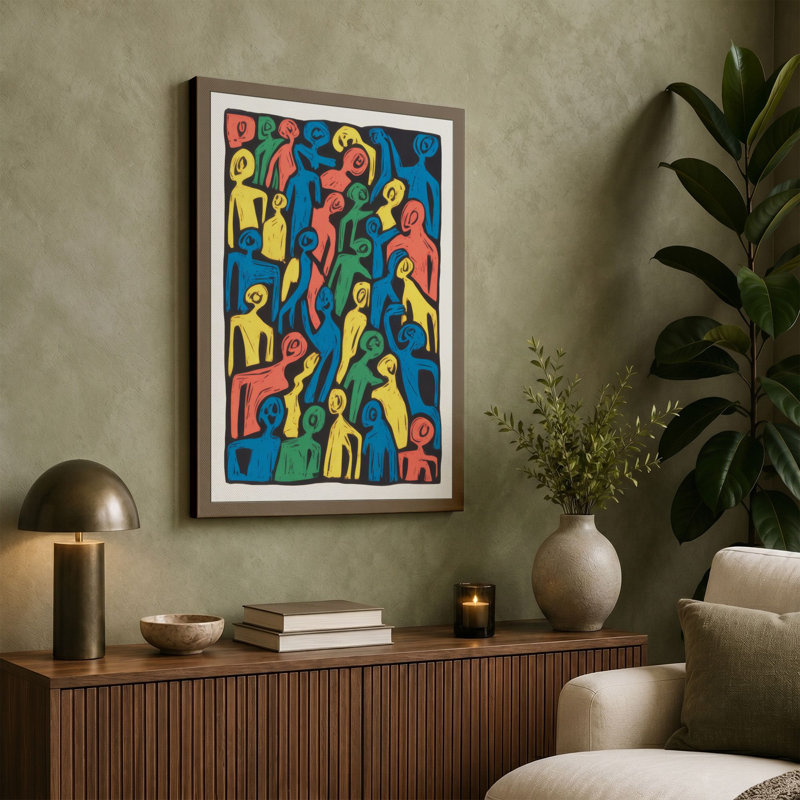 Crowded Collective Expressionism - Wrapped Canvas, Black Border, 24x16 - 61.0 x 40.6 cm
