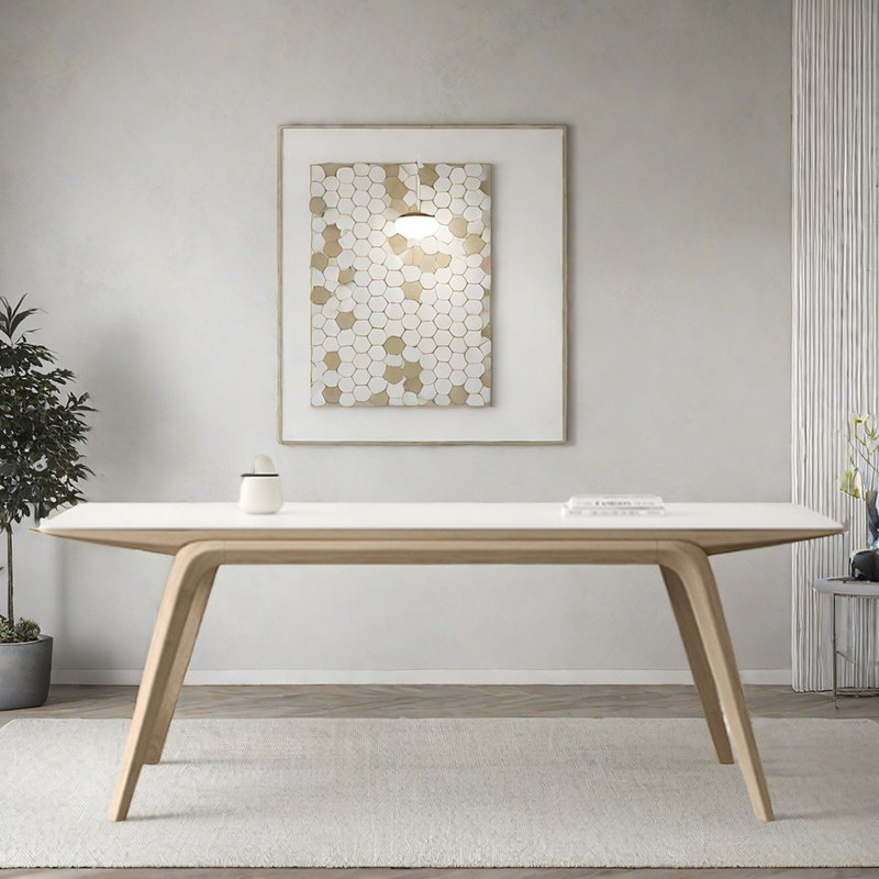 Boyan Modern Matte Rock Plate Dining Table, 29.5''H x 62.9''L x 31.4''W