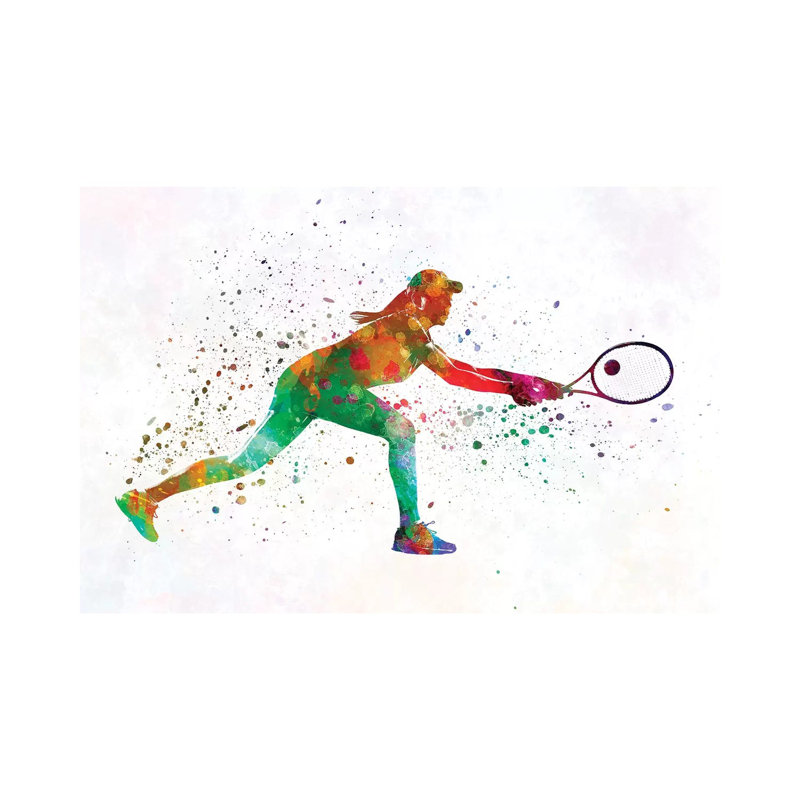 Woman Tennis Player 02 in Watercolour 1 Piece Wrapped Canvas Painting, 20.32 cm H x 30.48 cm W