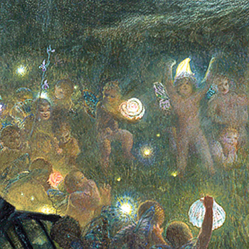 "Midsummer Eve, 1908" par Edward Robert Hughes, reproduction d'art sur toile encadrée à la main avec quincaillerie de fixation