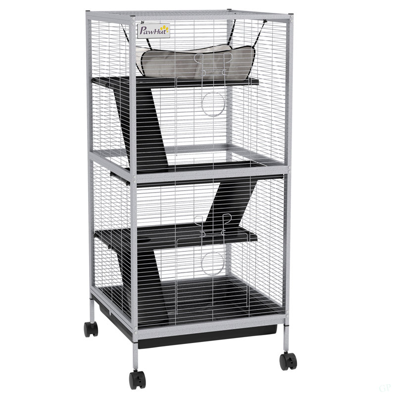 Cage à roulettes pour petits animaux Pawhut, Blanc