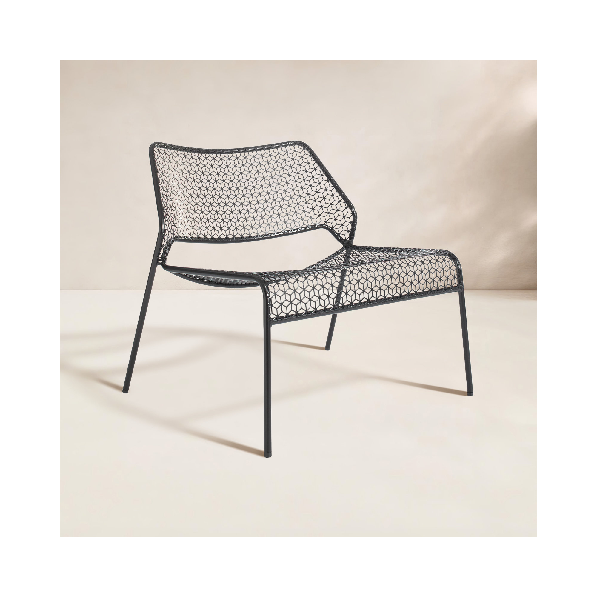 Hot Mesh Steel Armless Outdoor Lounge Chair, Black