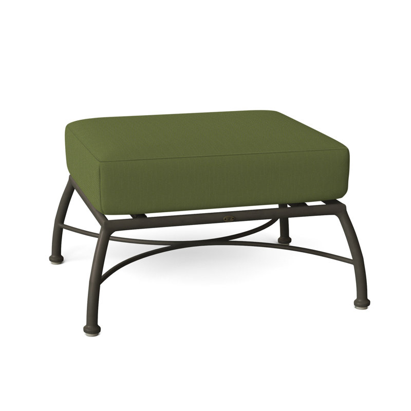 Majorca Outdoor Ottoman with Cushion, Linen Forest, Welt