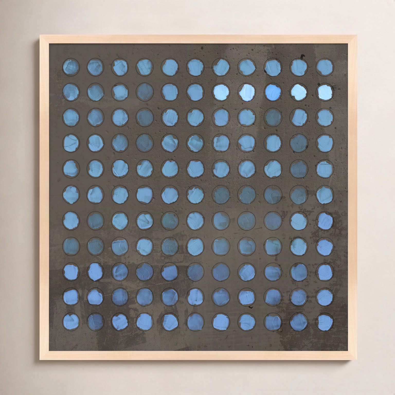 Squared Circles 5 by Jacques Pilon, 16" H x 16" W x 1.25" D, Brown