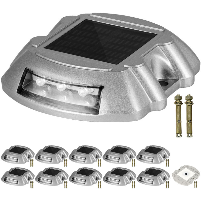Paquet de 16 lumières solaires blanches pour allée à quai avec bouton interrupteur, Bleu