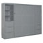 Grand lit escamotable mural avec placard, tiroirs et tablettes, gris-603464522