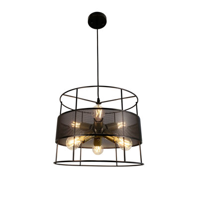 Lustre à abat-jour cylindrique 6 lumières