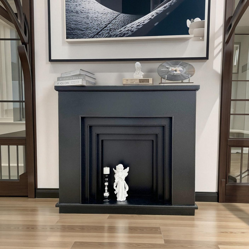 Simple armoire murale décorative de style français, Noir, H 39,37 po x l 43,31 po x P 9,45 po