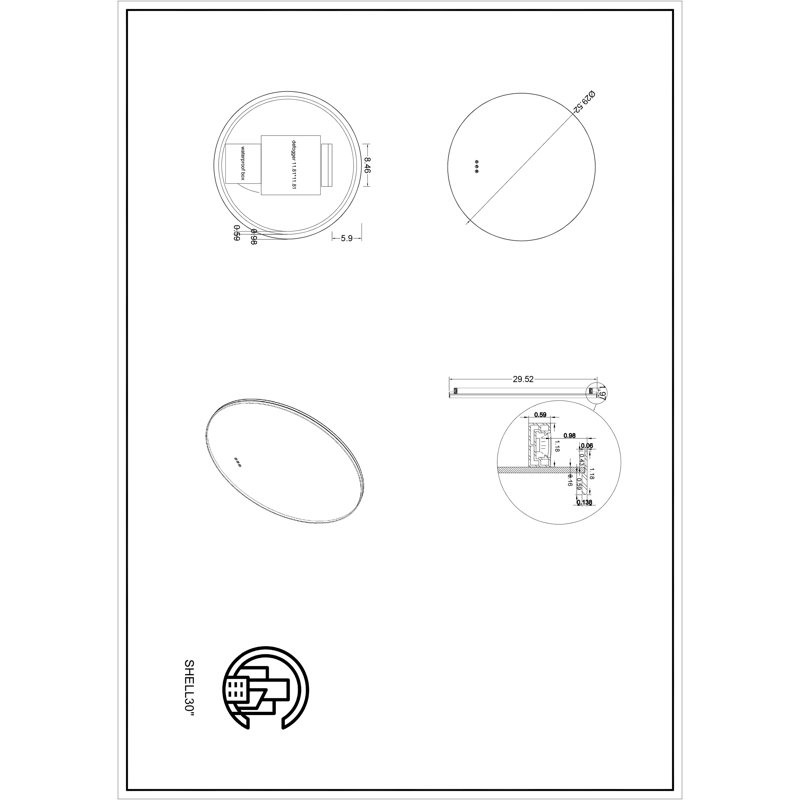 Shell LED Mirror, White, 29.52" x 29.52", Round