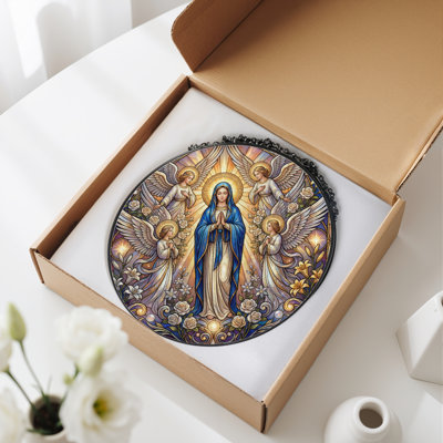 Religious Art Stained Glass Window Panel，12"H