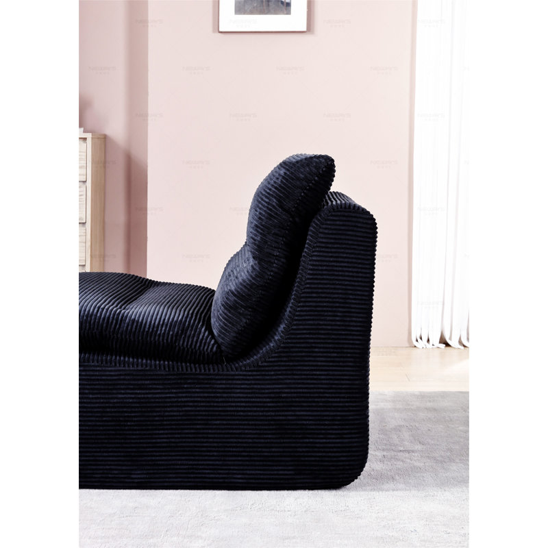 Canapé simple - Fauteuil à billes à compression douce pour le salon, Velours côtelé noir