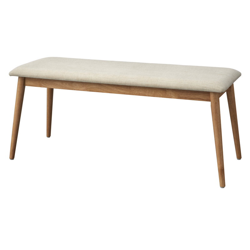 Niobrara Fabric Upholstered Bench, Beige fabric, Light Oak Color Legs