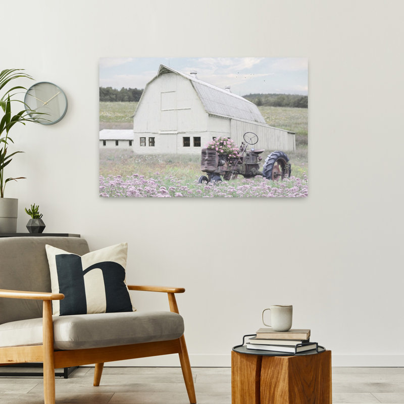 Champ de fleurs ferme abstraite, art contemporain de l'architecture florale, H 24 po x l 36 po