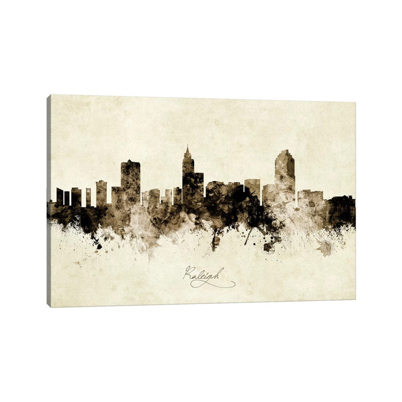 Raleigh North Carolina Skyline by Michael Tompsett - Wrapped Canvas Print, 20.32 cm H x 30.48 cm W