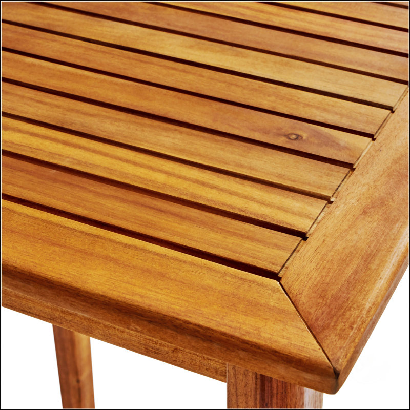 Table de bar d'extérieur rectangulaire en bois d'acacia minimaliste - durable, résistante aux intempéries et élégante pour le patio ou le jardin